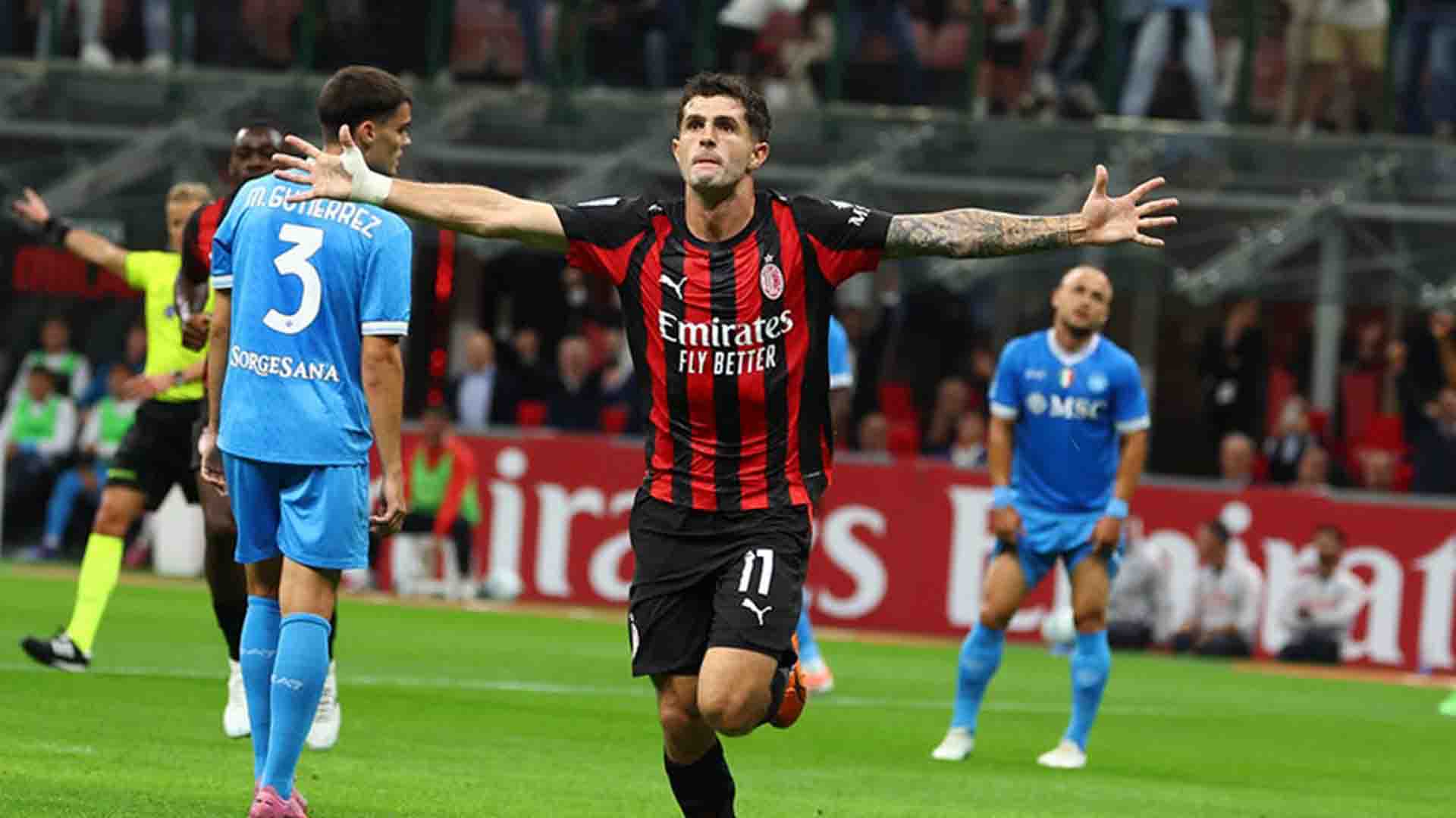 10 Pemain AC Milan Tumbangkan Juara Bertahan Napoli 2-1